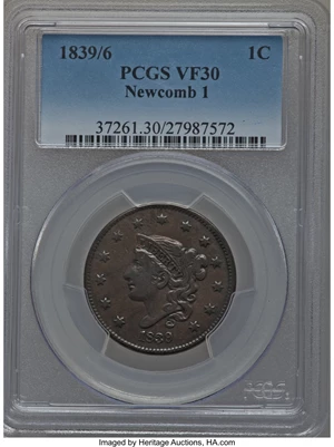 image for: 1839/6 1C VF30 PCGS. N-1, High R.3....