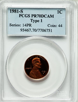 image for: 1981-S 1C Type One PR70 Deep Cameo PCGS....