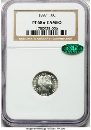 image for: 1897 10C PR68 ★ Cameo NGC. CAC....