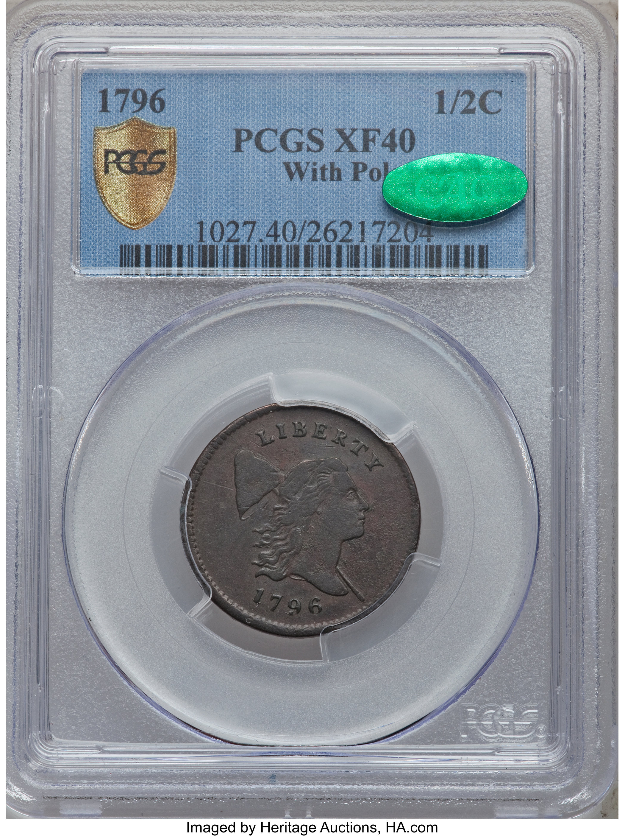 1796 1/2c Pole MS BN AU50 BN thumbnail 11
