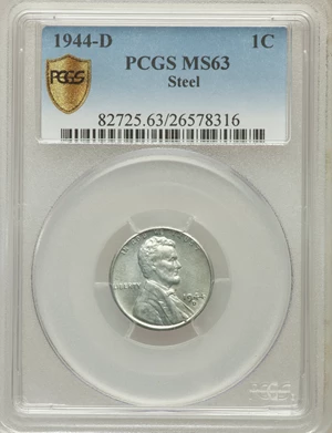 image for: 1944-D 1C On Steel Planchet MS63 PCGS Secure....