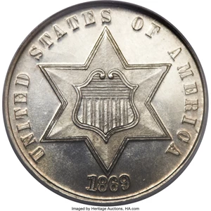 image for: 1869 3CS MS67 NGC. Breen-2959....