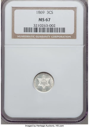 image for: 1869 3CS MS67 NGC. Breen-2959....