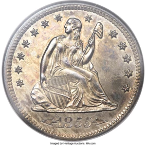image for: 1855-S 25C PR64 NGC. CAC. Briggs 1-A....