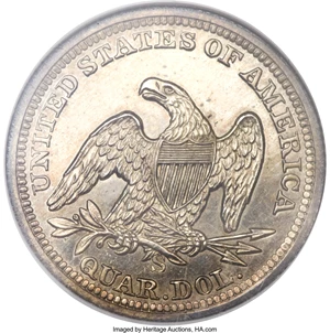 image for: 1855-S 25C PR64 NGC. CAC. Briggs 1-A....