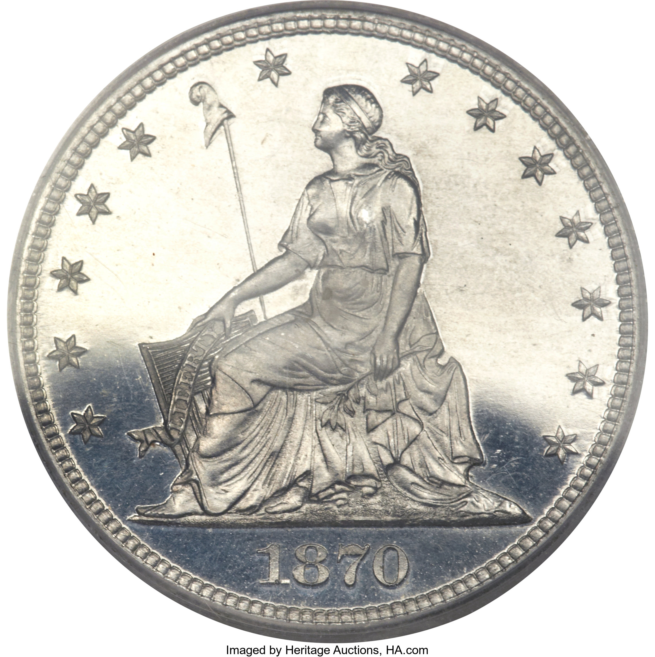 image for: 1870 50C Half Dollar, Judd-938, Pollock-1045, High R.7, PR65 Cameo PCGS. CAC....