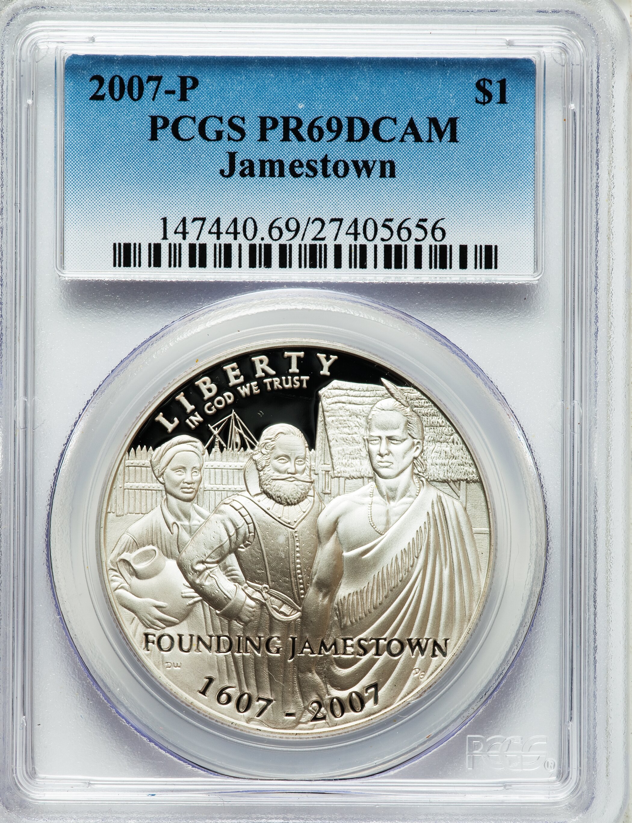 2007-P $1 Jamestown PR69 Deep Cameo PCGS. PCGS Population (3432/837). NGC Census: (5057/5523). Numismedia Wsl. Price for p...