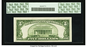 image for: Fr. 1961-F $5 1950 Wide Federal Reserve Note. PCGS Very Choice New 64....