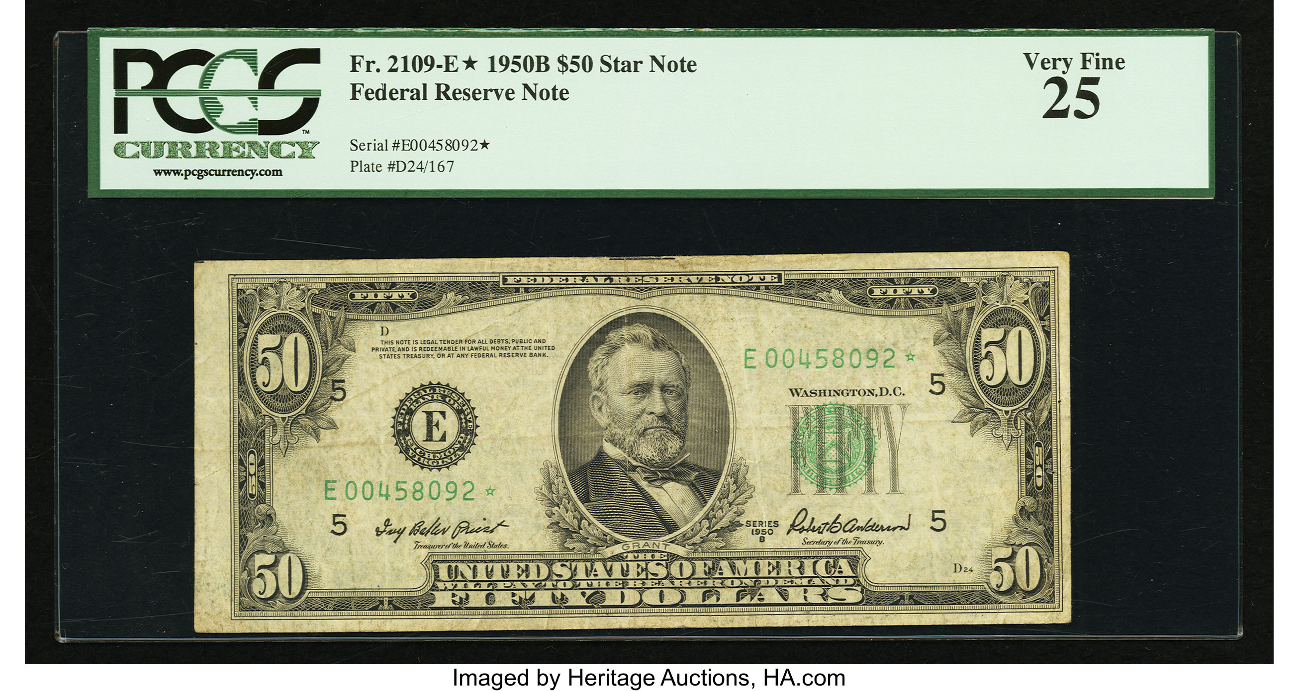 image for: Fr. 2109-E* $50 1950B Federal Reserve Star Note. PCGS Very Fine 25....