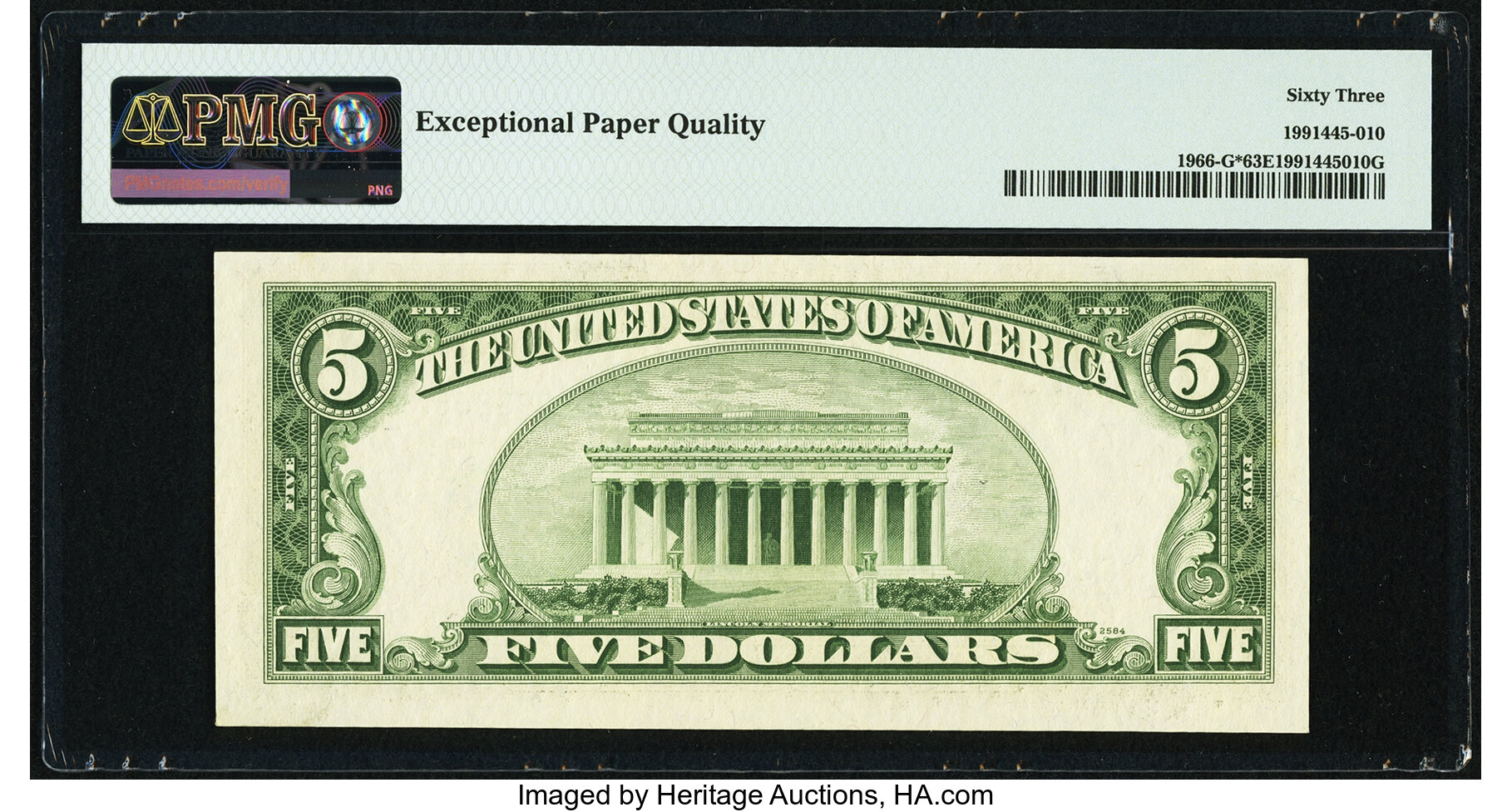image for: Fr. 1966-G* $5 1950E Federal Reserve Note. PMG Choice Uncirculated 63 EPQ....