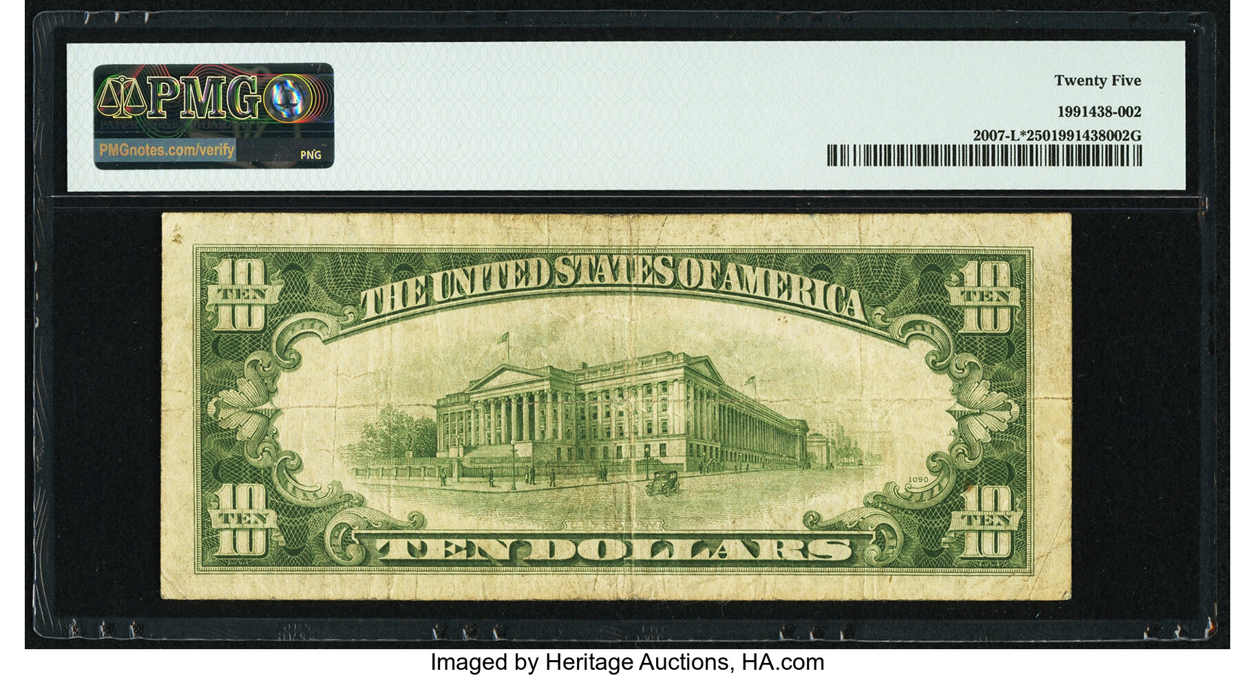 image for: Fr. 2007-L* $10 1934B Federal Reserve Note. PMG Very Fine 25....