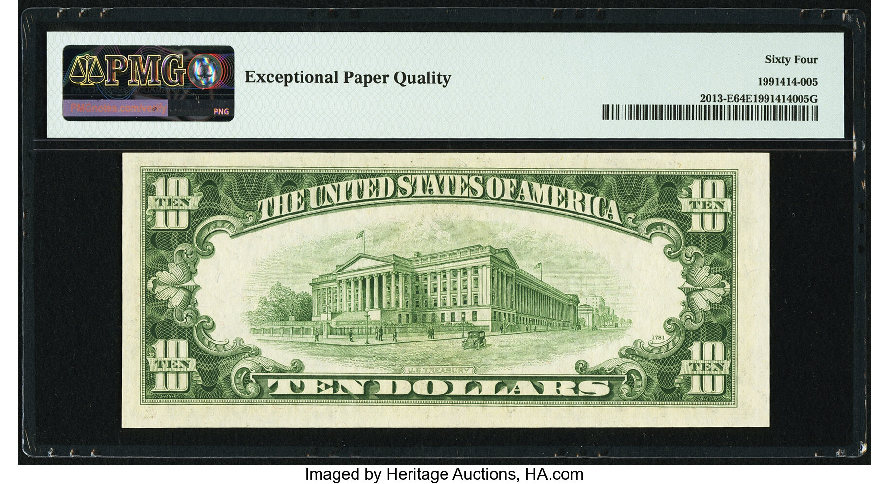 image for: Fancy Serial Number 01777777 Fr. 2013-E $10 1950C Federal Reserve Note. PMG Choice Uncirculated 64 EPQ....