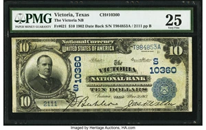 image for: Victoria, TX - $10 1902 Date Back Fr. 621 The Victoria National Bank Ch. # (S)10360 PMG Very Fine 25....
