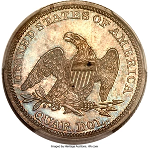 image for: 1849 25C PR65 PCGS. CAC....