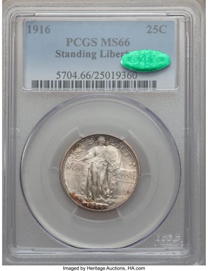 image for: 1916 25C MS66 PCGS. CAC....