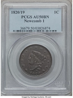 image for: 1820/19 1C N-1, R.1 AU50 PCGS. PCGS Population (0/0). NGC Census: (0/0). ...