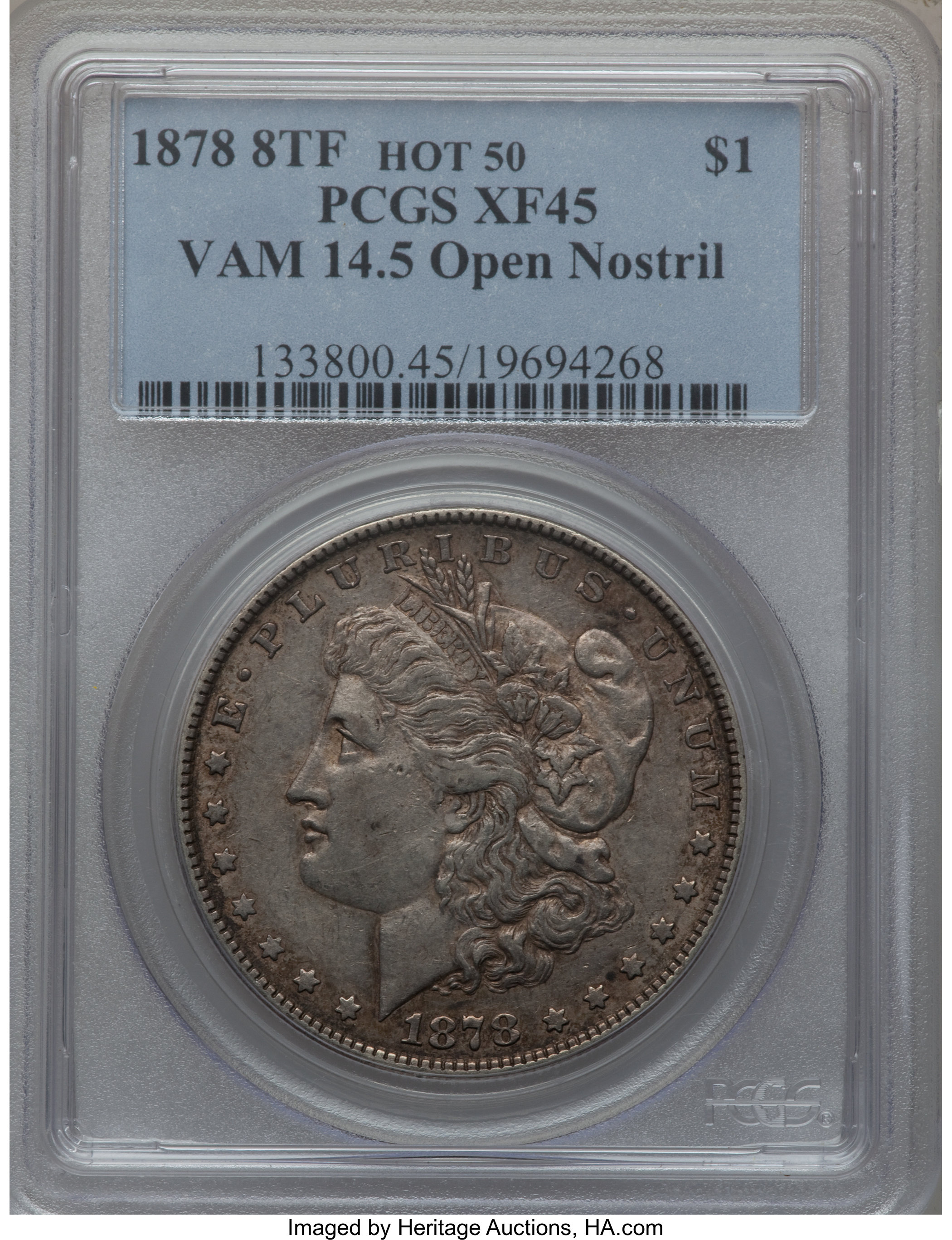 1878 8TF $1 Vam-14.5, Open Nostril XF45 PCGS. Hot-50. PCGS Population (14/15). NGC Census: (0/0). From The Parcfeld Coll...