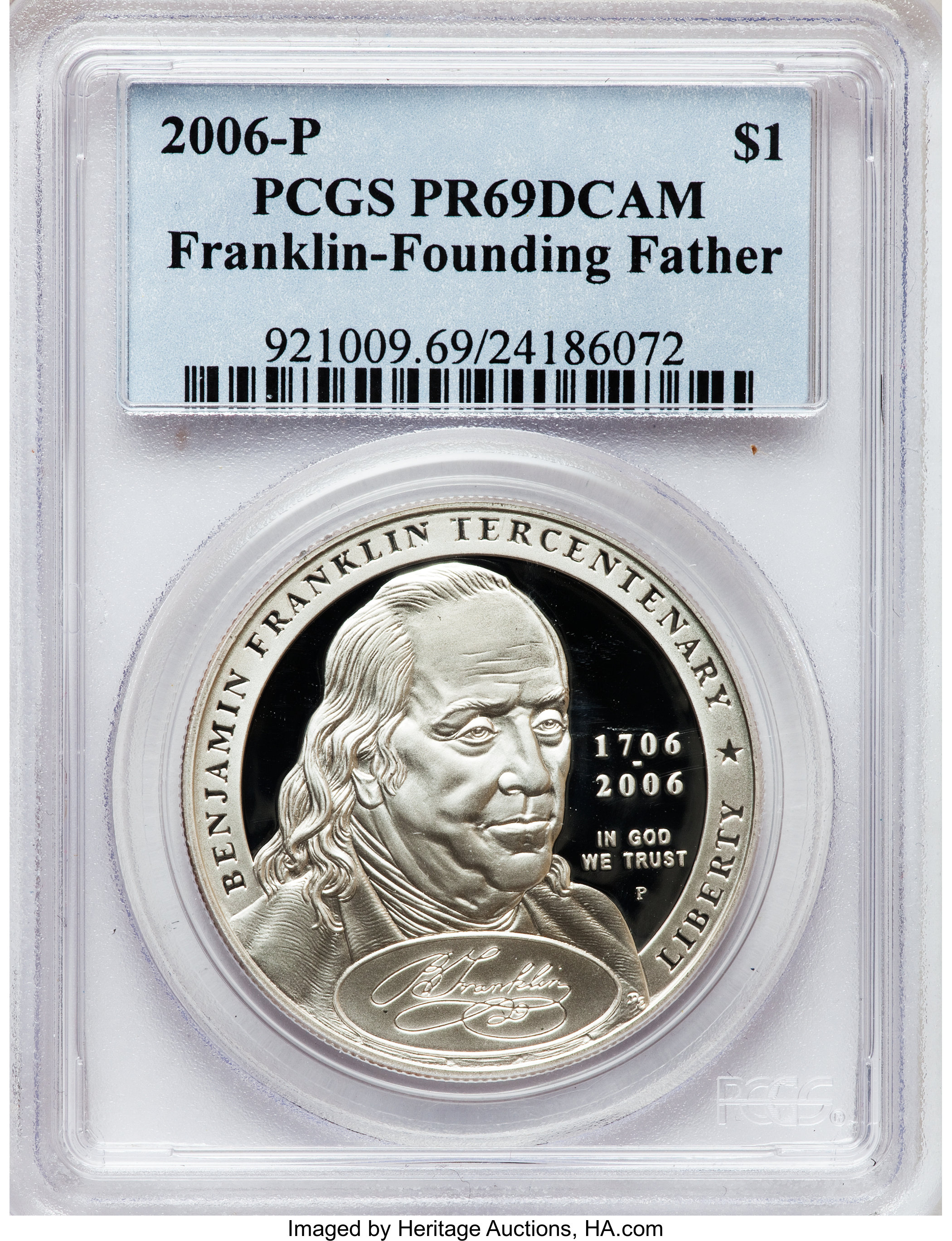 2006-P $1 Ben Franklin, Founding Father PR69 Deep Cameo PCGS. PCGS Population (2198/711). NGC Census: (2613/7332). Numisme...