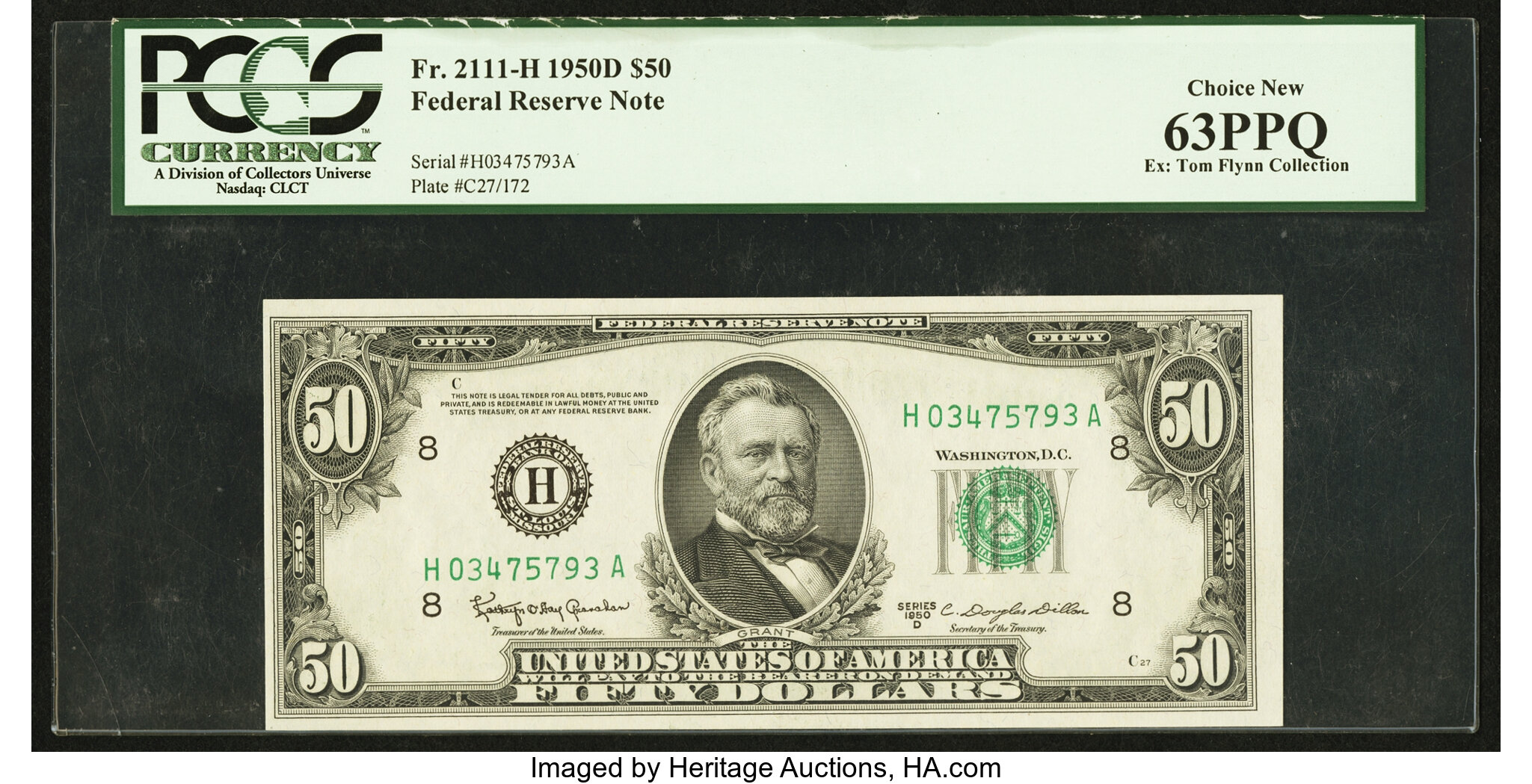 image for: Fr. 2111-H $50 1950D Federal Reserve Note. PCGS Choice New 63PPQ....