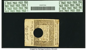 image for: Connecticut July 1, 1780 20s PCGS Apparent Very Fine 35, Hole Punch Cancelled....