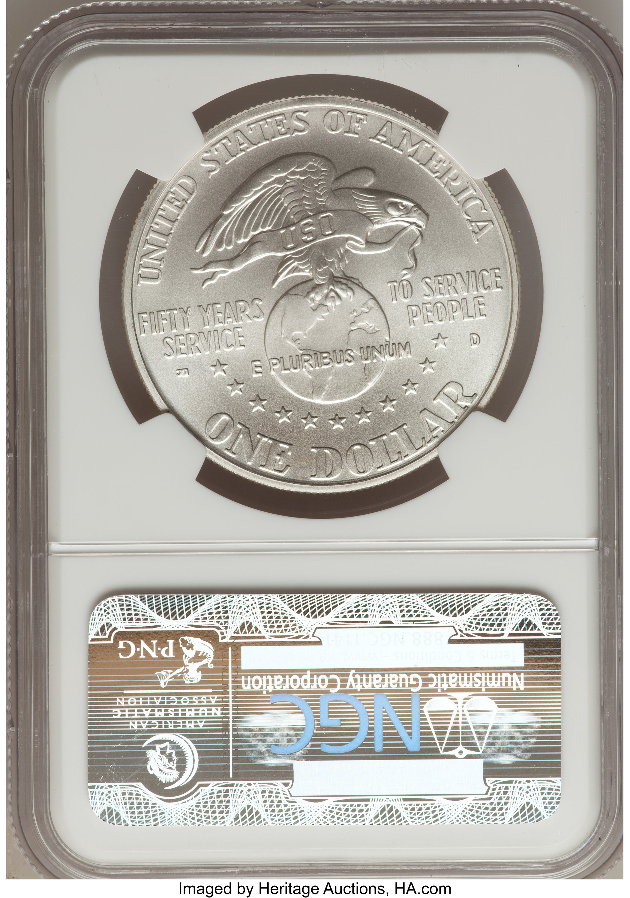 1991-D S$1 United Service Organizations (USO) MS65 CAC thumbnail 14