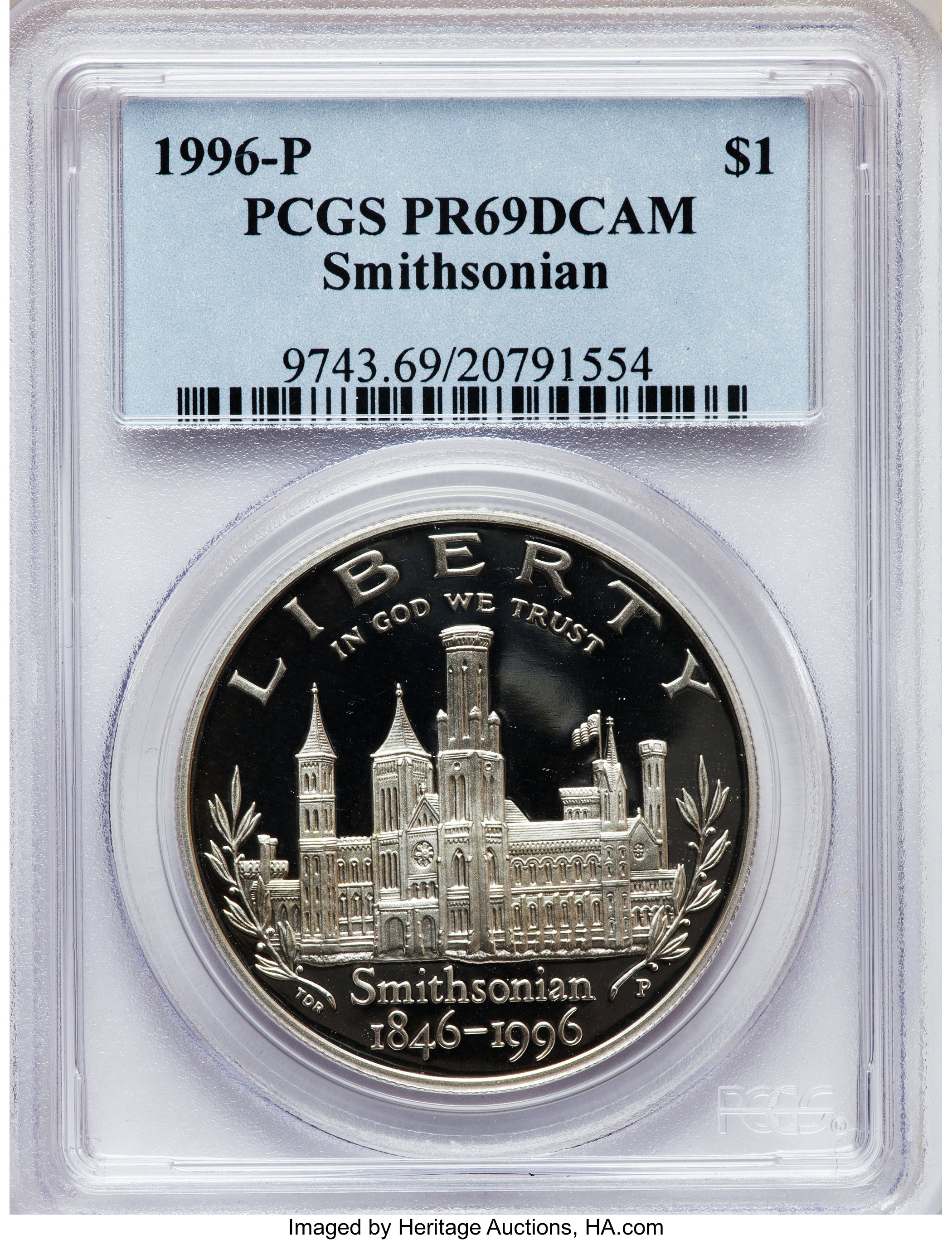 1996-P $1 Smithsonian Silver Dollar PR69 Deep Cameo PCGS. PCGS Population (1545/45). NGC Census: (1587/45). Mintage: 129,15...