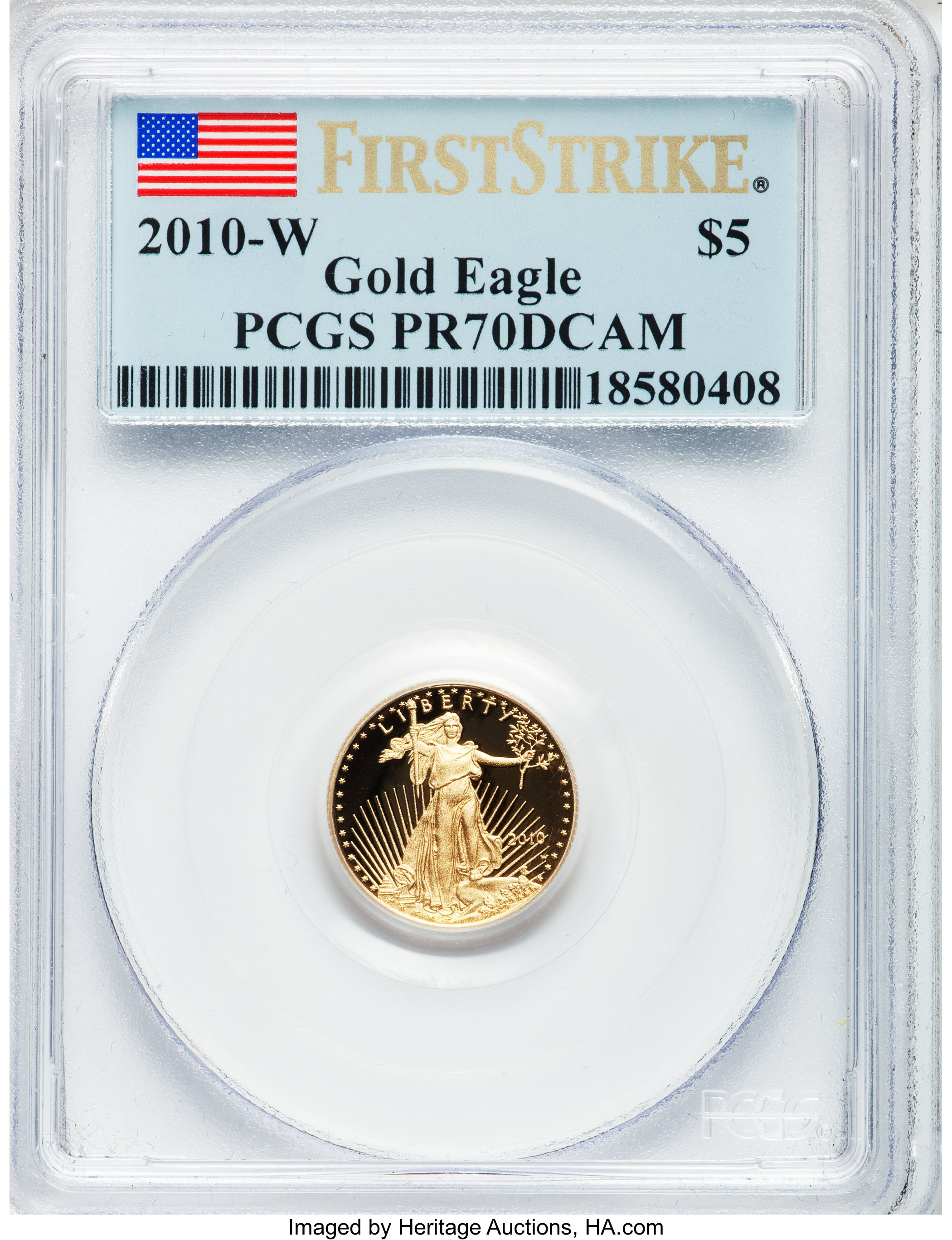 2010-W $5 Tenth-Ounce Gold Eagle, First Strike PR70 Deep Cameo PCGS. PCGS Population (306). NGC Census: (1791)....