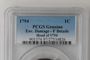 image for: 1794 Liberty Cap Cent. S-21. Rarity-3. Head of 1794. Fine Details--Environmental Damage (PCGS).