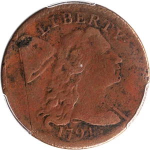 image for: 1794 Liberty Cap Cent. S-47. Rarity-4. Head of 1794. VF Details--Environmental Damage (PCGS).