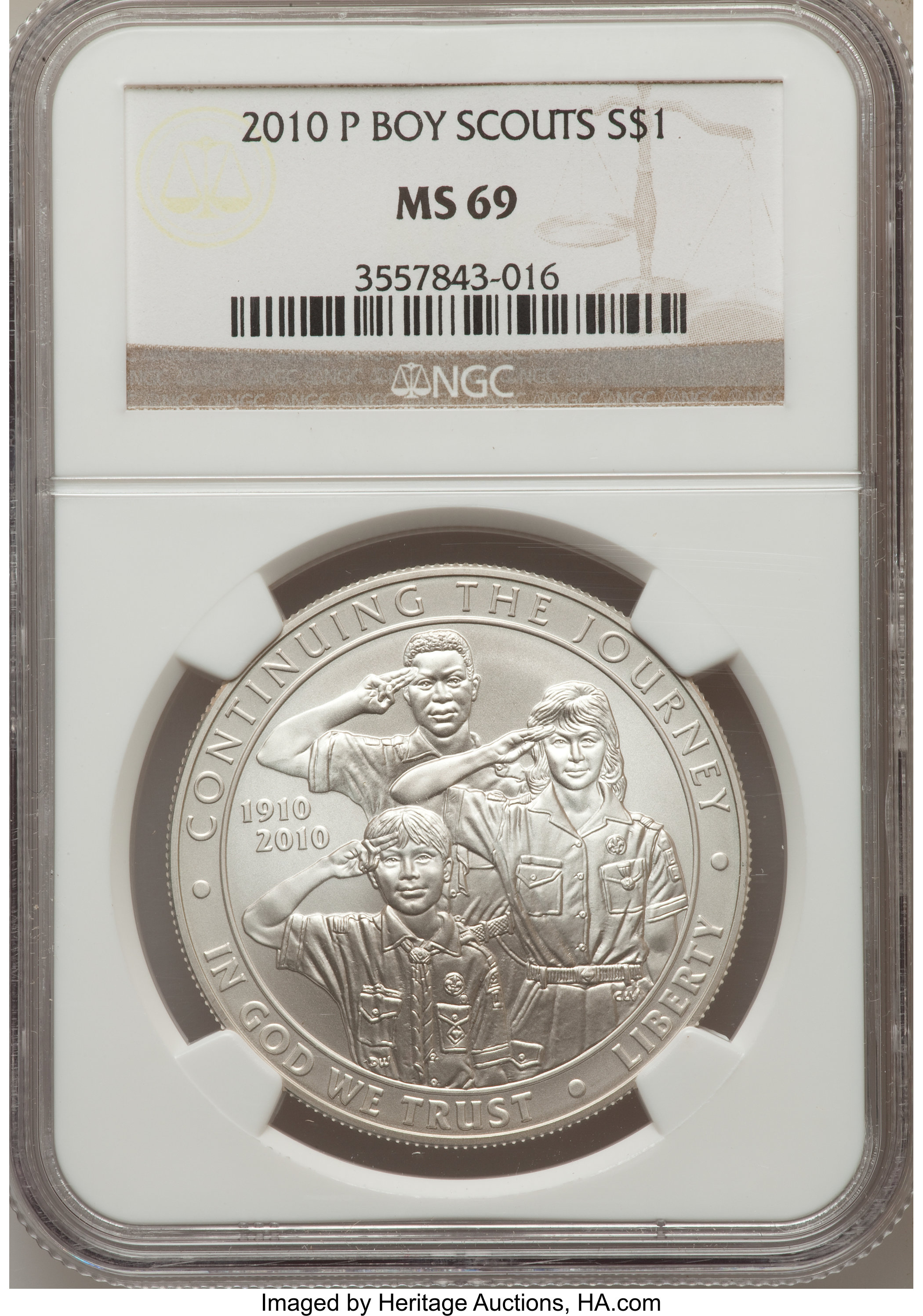2010-P $1 Boy Scouts MS69 NGC. NGC Census: (1646/5519). PCGS Population (2932/2644). Numismedia Wsl. Price for problem fre...