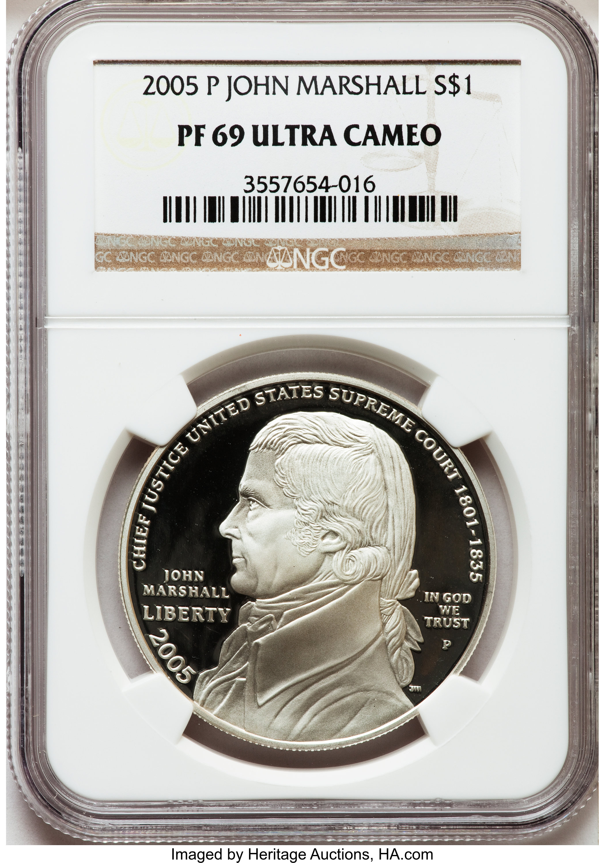 2005-P $1 Marshall PR69 Ultra Cameo NGC. NGC Census: (2151/876). PCGS Population (1551/238). Numismedia Wsl. Price for pro...