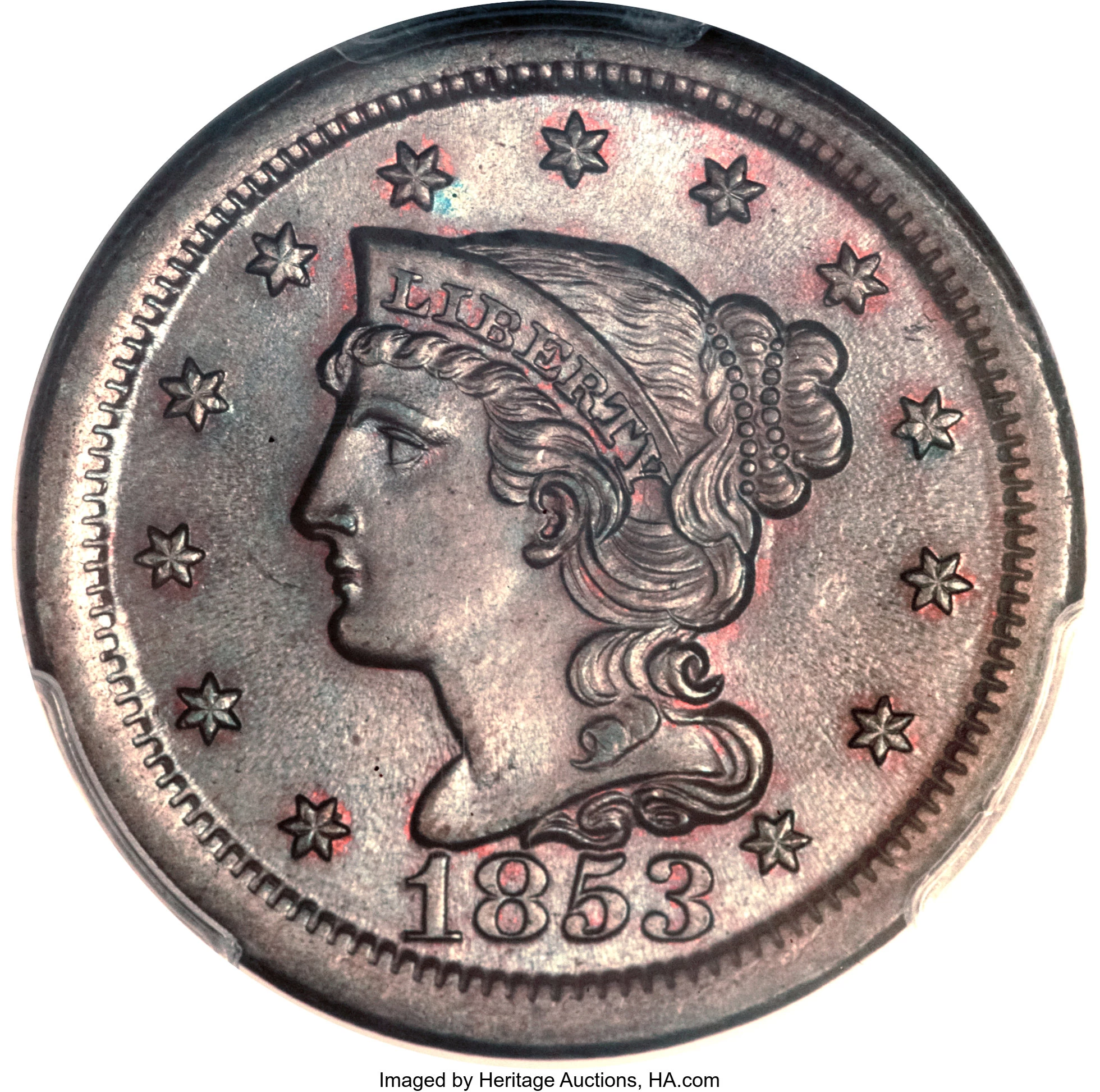 Sold at Auction: 1853 Braided Hair Large Cent - **FINE/VF**