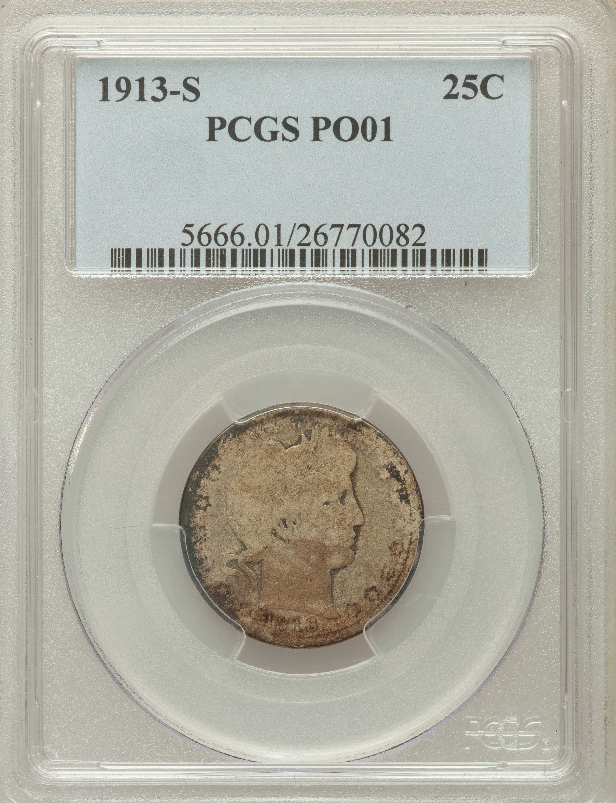1913-S 25C Poor 1 PCGS. PCGS Population (1/958). NGC Census: (0/266). Mintage: 40,000. Numismedia Wsl. Price for problem fr...