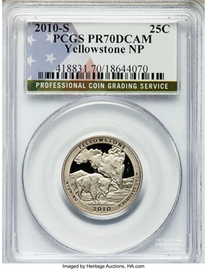 image for: 2010-S 25C Hot Springs NP, Clad PR70 Deep Cameo PCGS; 2010-S 25C Hot Springs NP, Silver PR70 Deep Cameo PCGS; 2010-S 25C Yello... (Total: 10 coins)