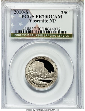 image for: 2010-S 25C Hot Springs NP, Clad PR70 Deep Cameo PCGS; 2010-S 25C Hot Springs NP, Silver PR70 Deep Cameo PCGS; 2010-S 25C Yello... (Total: 10 coins)
