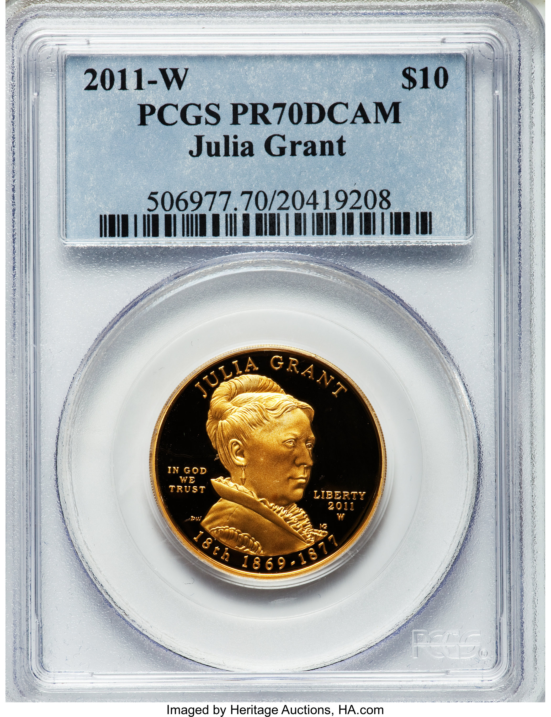 image for: 2011-W $10 Julia Grant Half-Ounce Gold PR70 Deep Cameo PCGS. PCGS Population (28). NGC Census: (0).From The Twinight Co...
