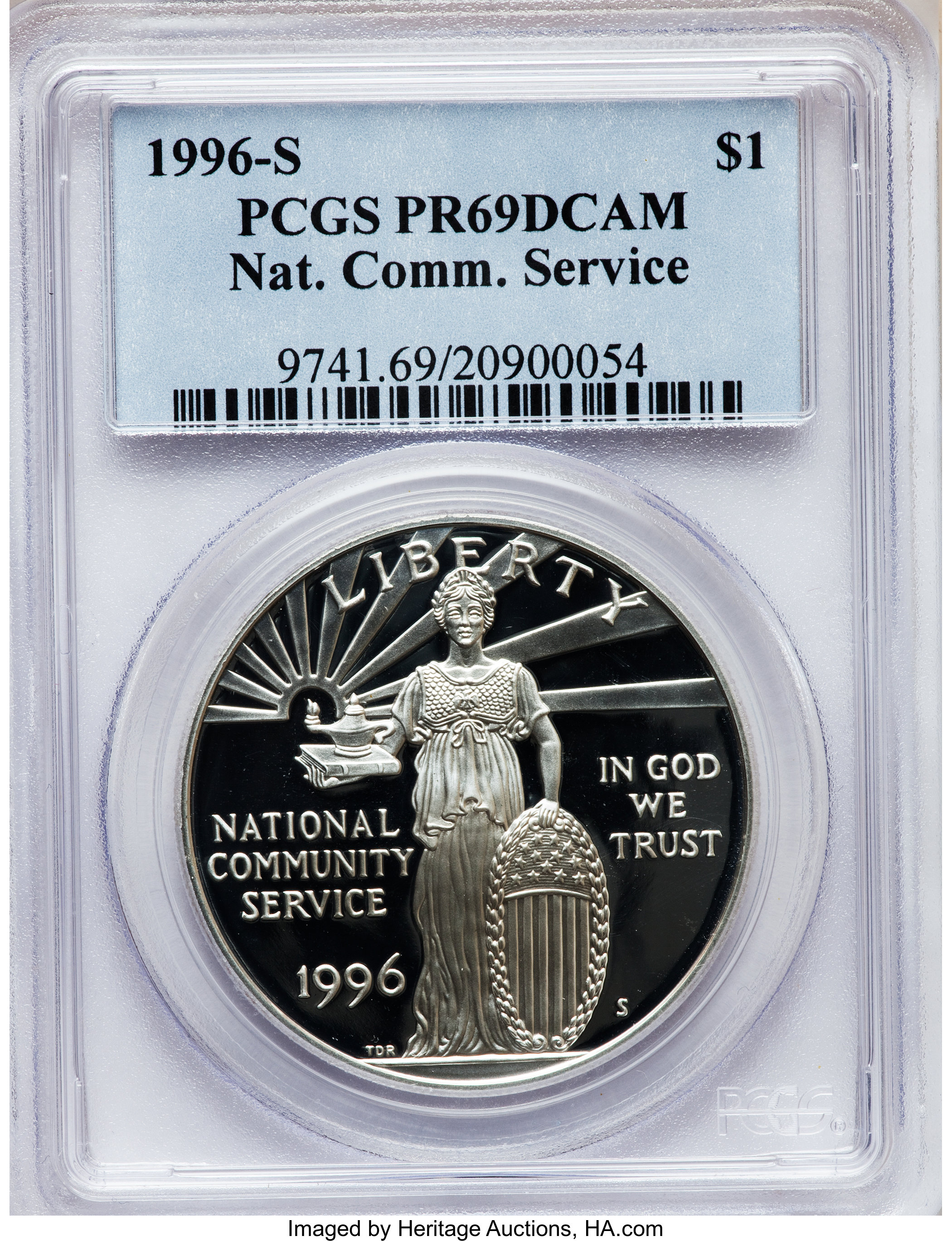 1996-S $1 Community Service Silver Dollar PR69 Deep Cameo PCGS. PCGS Population (1772/161). NGC Census: (1619/131). Mintage...