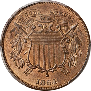 image for: 1864 Two-Cent Piece. FS-401. Small Motto. Proof-65 RB (PCGS).
