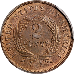 image for: 1864 Two-Cent Piece. FS-401. Small Motto. Proof-65 RB (PCGS).