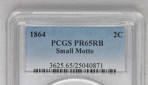 image for: 1864 Two-Cent Piece. FS-401. Small Motto. Proof-65 RB (PCGS).