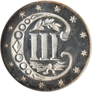 image for: 1868 Silver Three-Cent Piece. Proof-65 Ultra Cameo (NGC). CAC.