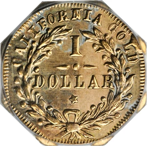 image for: 1872 Octagonal $1. BG-1119. Rarity-5+. Indian Head. AU Details--Ex: Jewelry (PCGS).