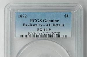 image for: 1872 Octagonal $1. BG-1119. Rarity-5+. Indian Head. AU Details--Ex: Jewelry (PCGS).