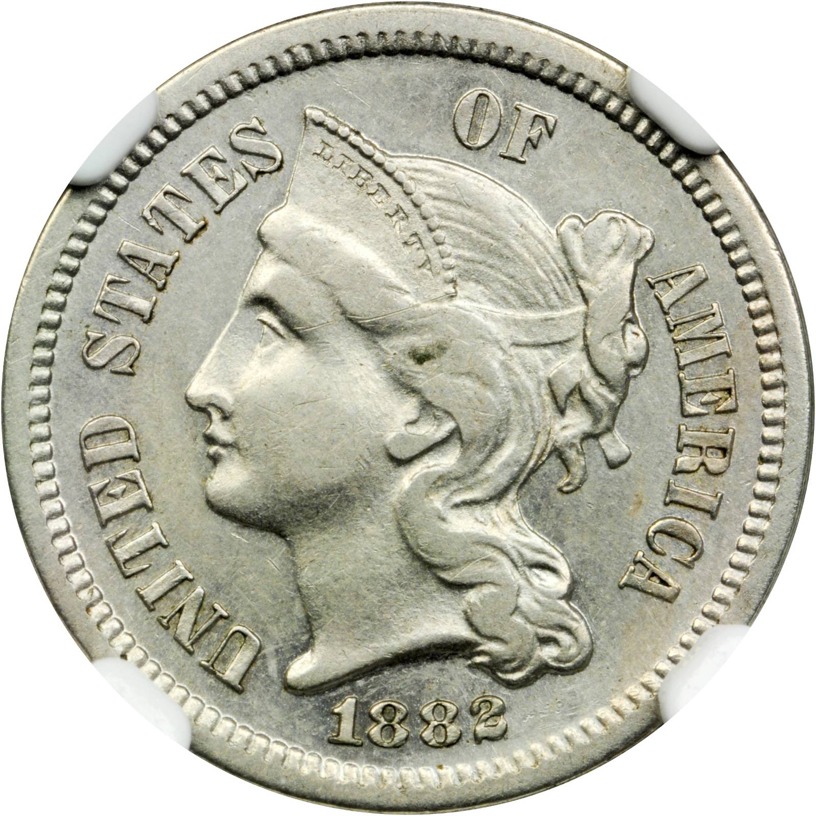 1882 Nickel Three-Cent Piece. Proof-55 (NGC).