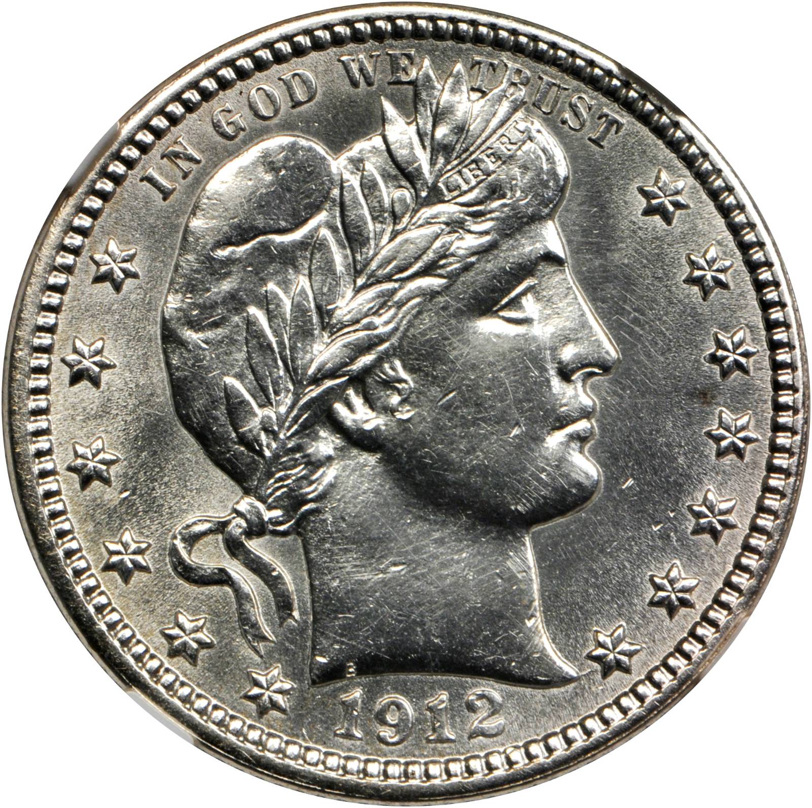 1912 Barber Quarter. Unc Details--Improperly Cleaned (NGC).