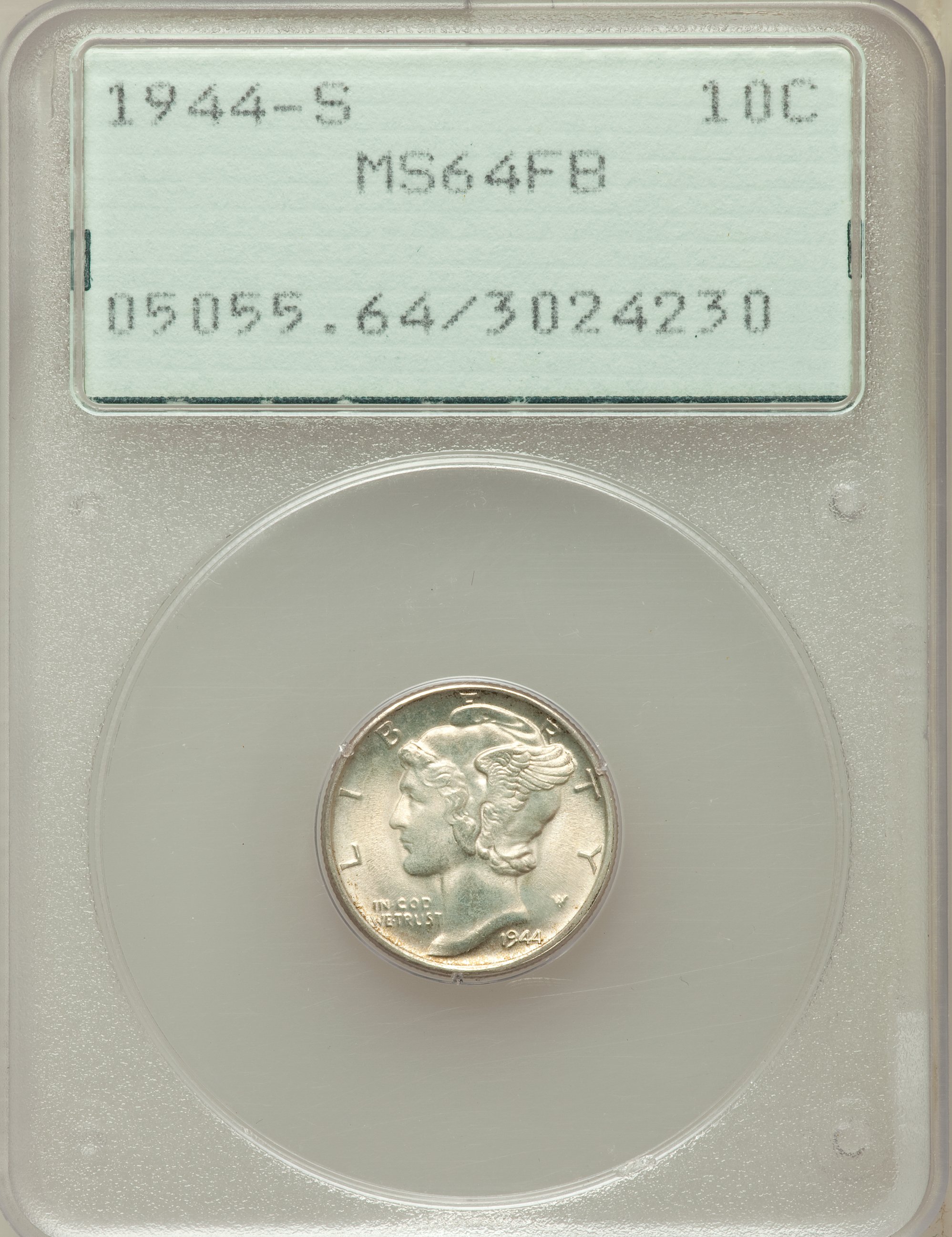 1944-S 10C MS64 Full Bands PCGS. PCGS Population (547/2868). NGC Census: (86/1098). Mintage: 49,490,000. Numismedia Wsl. Pr...