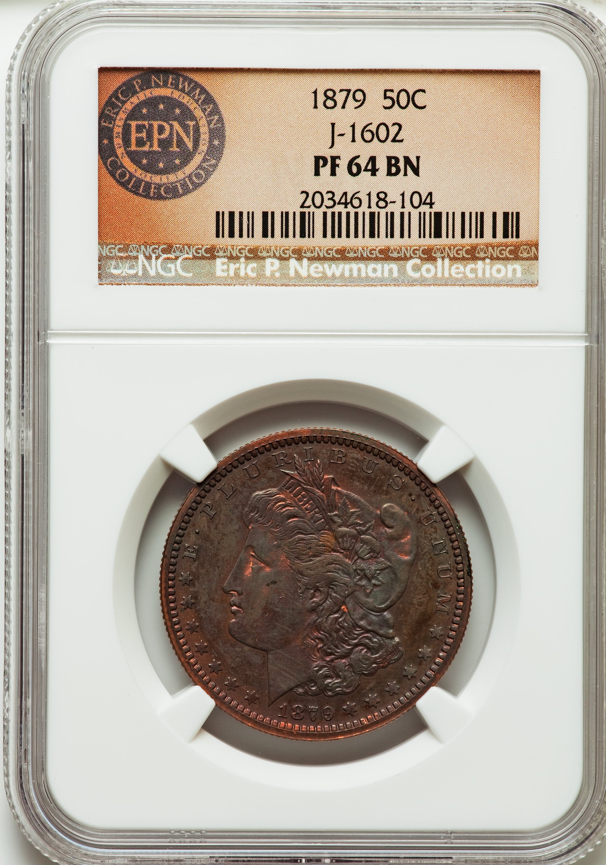 image for: 1879 50C Morgan Half Dollar, Judd-1602, Pollock-1797, Low R.7, PR64 Brown NGC. NGC Census: (1/0). PCGS Population (0/0)....