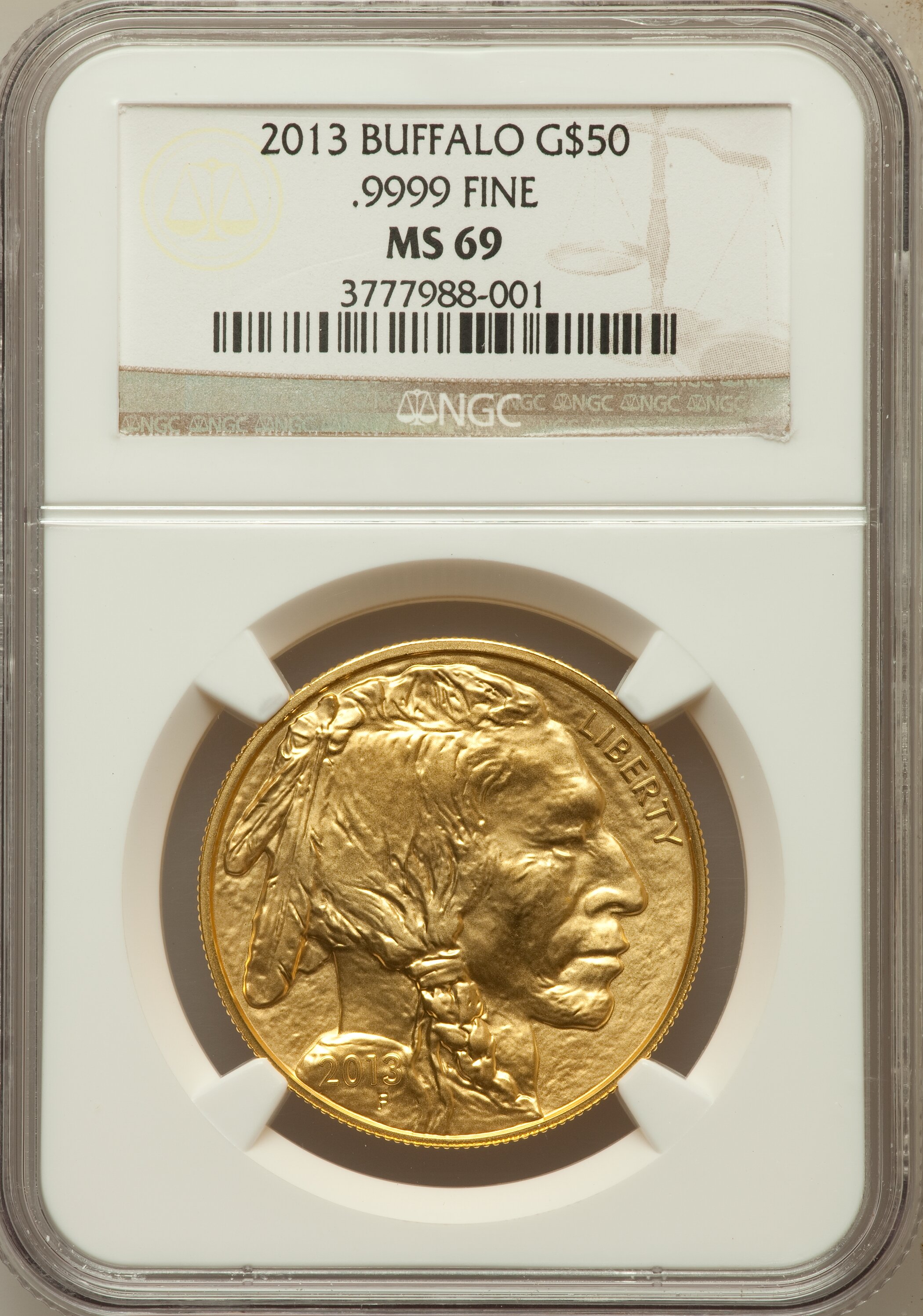 image for: 2013 G$50 One-Ounce American Buffalo MS69 NGC. .9999 Fine. NGC Census: (58/198). PCGS Population (5/1)....