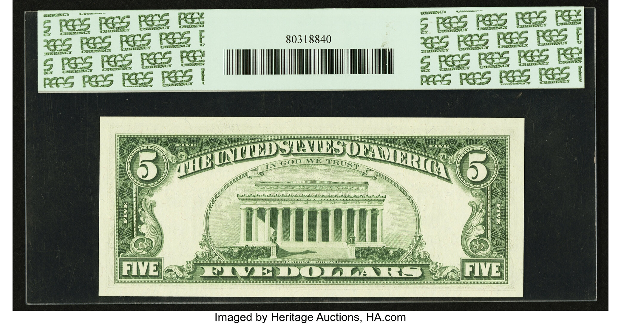 image for: Low Serial Number Fr. 1969-C $5 1969 Federal Reserve Note. PCGS Gem New 66PPQ....