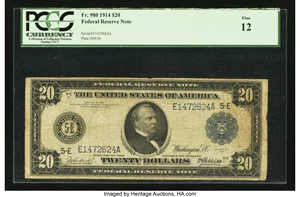 image for: Fr. 980 $20 1914 Federal Reserve Note PCGS Fine 12....